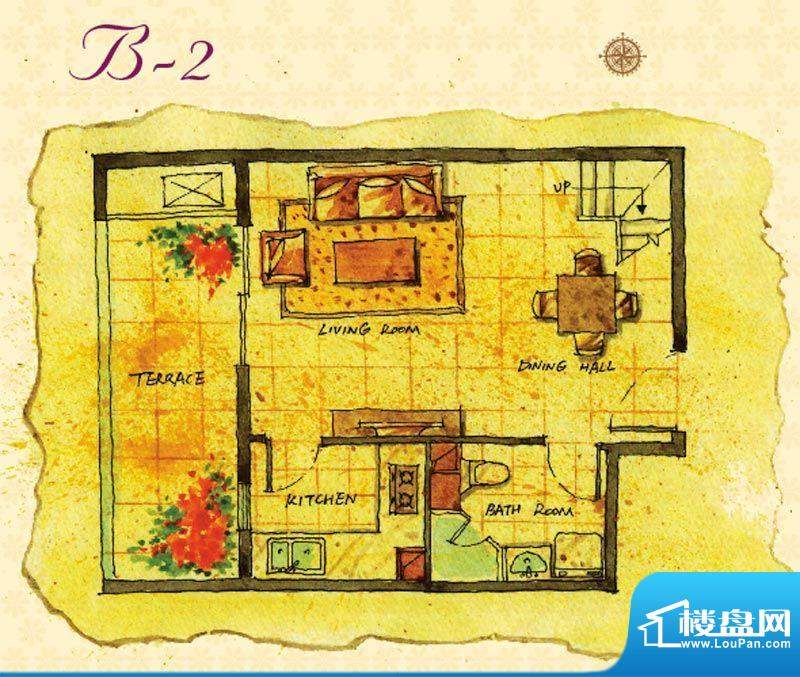 首邑溪谷15号楼B-2户型图 1室1面积:41.00平米