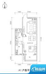 中兴和园A1户型 1室1厅1卫1厨面积:65.12平米