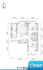 中兴和园B1户型 2室2厅1卫1厨面积:90.85平米
