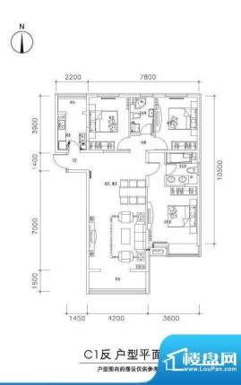 中兴和园C1反户型 3室2厅2卫1厨面积:127.45平米
