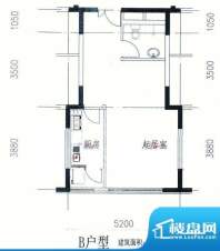 德胜嘉苑B户型图 1室1厅1卫1厨面积:45.18平米