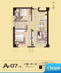 易居国际A-07户型 2室1厅1卫1厨面积:92.83平米