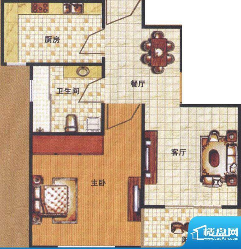 欧洲映象户型图 2室1厅1卫面积:53.00平米