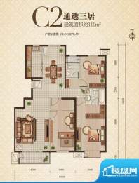 远洋一方三期c2户型 3室2厅2卫面积:141.00平米