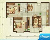 远洋一方B4户型图 2室2厅1卫1厨面积:88.00平米