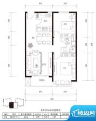中国铁建青秀城高层D-2户型 2室面积:85.79平米