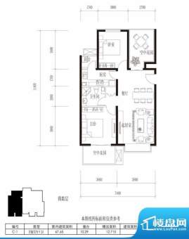 中国铁建青秀城小高层C-1偶数层面积:88.05平米