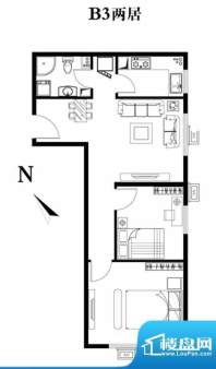 建工双合家园B3两居户型图 2室