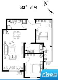 建工双合家园B2`两居户型图 2室