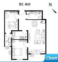 建工双合家园B2两居户型图 2室