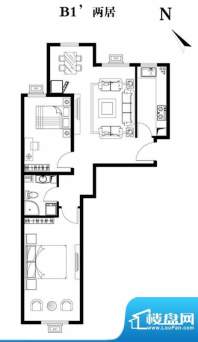 建工双合家园B1`两居户型图 2室