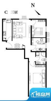 建工双合家园C三居户型图 3室1