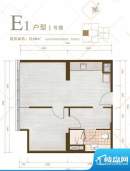 力宝广场·诗礼庭E1户型图 1室面积:68.00平米