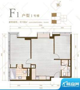 力宝广场·诗礼庭F1户型图 2室面积:108.00平米