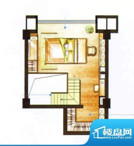 绿地金色水岸复式1层户型图 1室面积:33.00平米