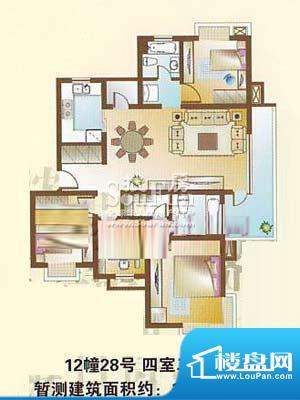 绿地金色水岸4房户型图 4室2厅面积:141.78平米