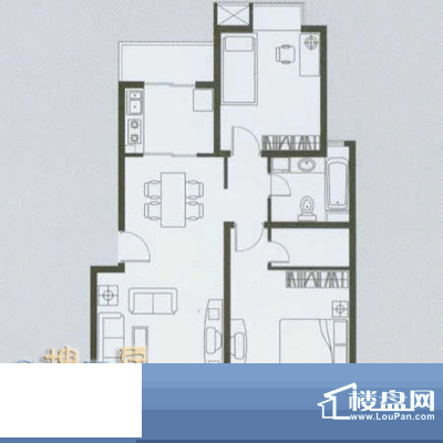 绿地金色水岸2室2厅1卫1厨面积:105.50平米