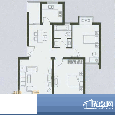 绿地金色水岸2室2厅1卫1厨面积:89.50平米