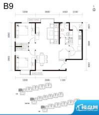 水墨林溪B9户型图 2室2厅1卫1厨面积:93.90平米