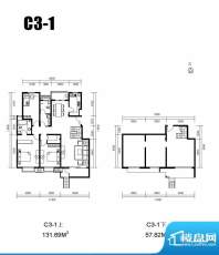 水墨林溪C3-1户型图 5室3厅3卫面积:189.51平米