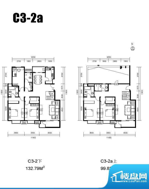 水墨林溪C3-2a户型图 5室3厅3卫面积:232.61平米