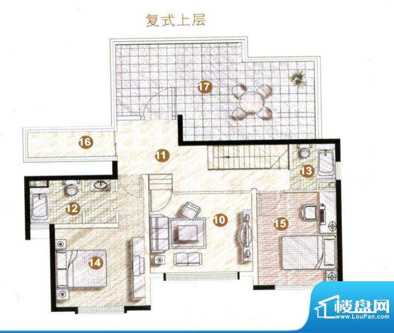 美岸栖庭N复式上层 5室3厅4卫面积:204.00平米
