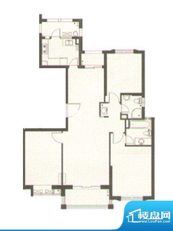永业公寓二期户型图 3室2厅2卫面积:140.00平米