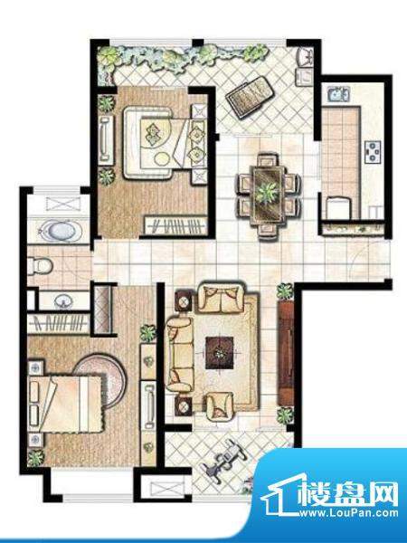 祥腾新领寓 2室 户型图面积:85.00平米
