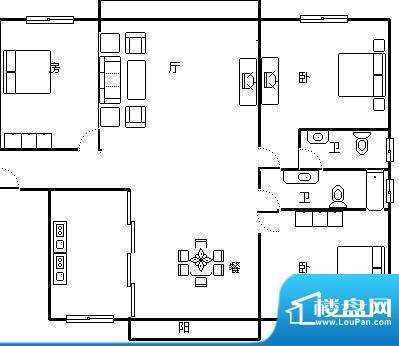 祥腾新领寓 2室 户型图面积:105.00平米