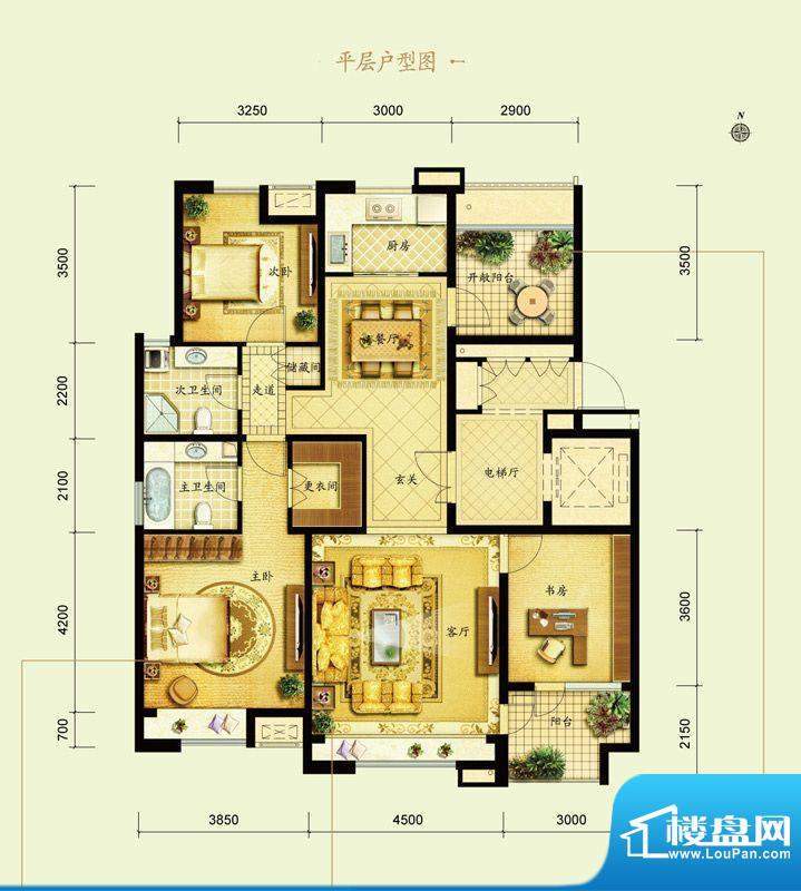 金地仰山A6户型图 3室2厅2卫1厨面积:140.00平米