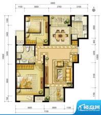 金地仰山西区B1户型 2室2厅1卫面积:90.00平米