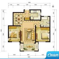 金地仰山西区B3户型 2室2厅1卫面积:89.00平米