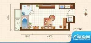 金科·巴登假日1号楼c户型图 1面积:38.04平米