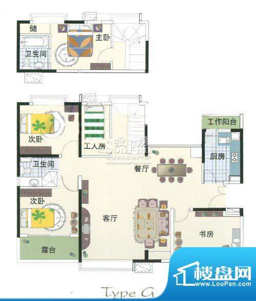 逸流公寓二期G户型（复式） 4室面积:159.00平米