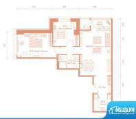 建邦·礼仕阁B户型 2室2厅1卫1面积:138.00平米