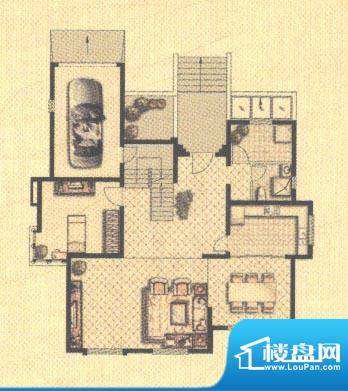 圣地雅歌海墅E1户型一层 3室3厅面积:263.70平米