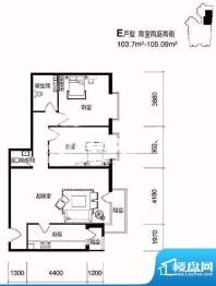 cago寓所E户型图 2室2厅2卫1厨面积:103.70平米