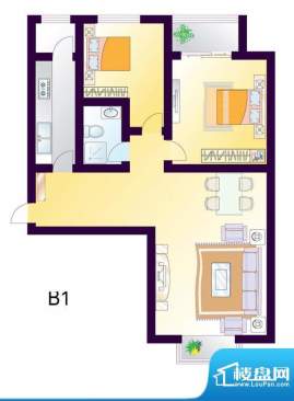 cago寓所B1户型图 2室2厅1卫1厨