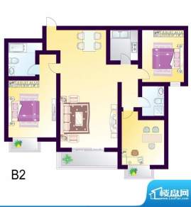 cago寓所B2户型图 3室2厅2卫1厨面积:134.61平米