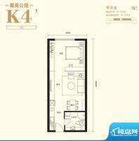 上东8号K4户型 1室1卫1厨面积:62.16平米