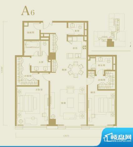 长安太和B6户型 2室2厅3卫1厨