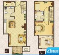 M5·朗峰A户型 2室2厅2卫1厨面积:56.00平米