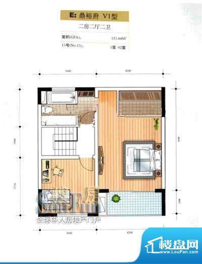 汇峰鼎园V1跃层户型 2室2厅2卫面积:151.64平米