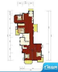 绿堤香廊经典3居户型图 3室1厅