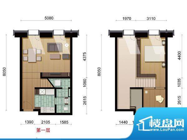 COCO MOMAA户型 2室1厅1卫1厨面积:75.73平米