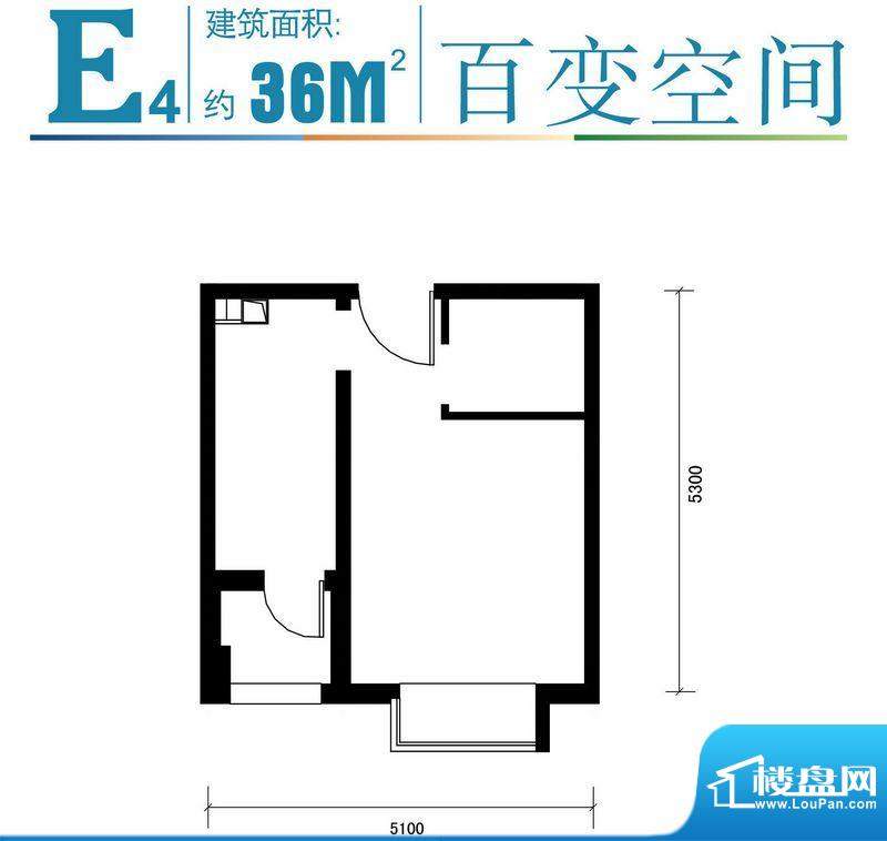 马可汇E4-01户型图 1厅1卫1厨面积:36.00平米