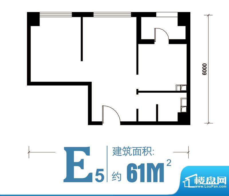 马可汇E5-cs2-01户型图 2室1厅面积:61.00平米