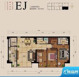 德胜君玺EJ户型 3室2厅2卫1厨面积:223.69平米