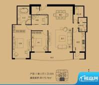 世茂宫园二居户型图 2室2厅2卫面积:173.75平米