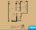 世茂宫园一居户型图 1室2厅1卫面积:105.54平米